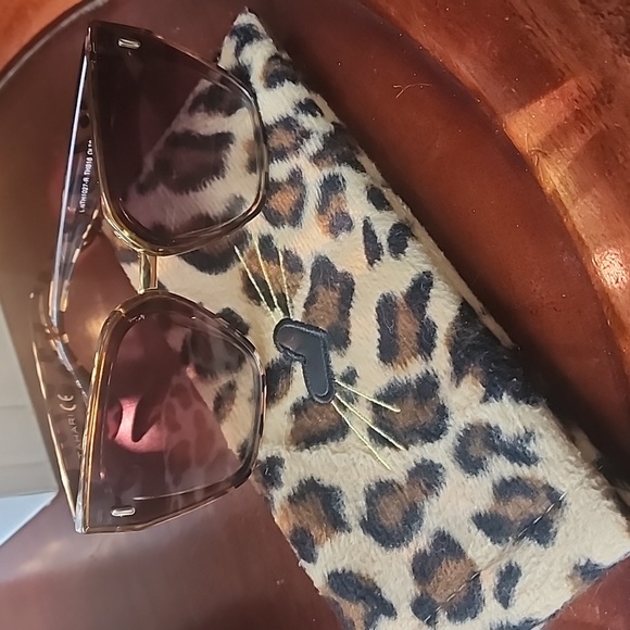 TAHARI Oversized Geometric Cat Eye Leopard Sunglasses Gradient Lenses NWOT - Picture 6 of 11